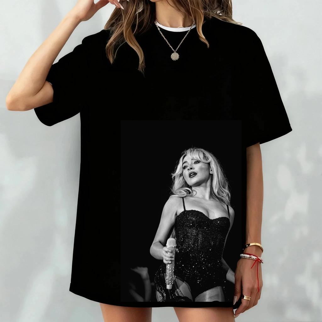 Sabrina Carpenter Retro 90s Style Vintage Poster Print Tshirt 2026 Summer New Unisex Women Luxury Cotton Oversize Tshirt Y2K