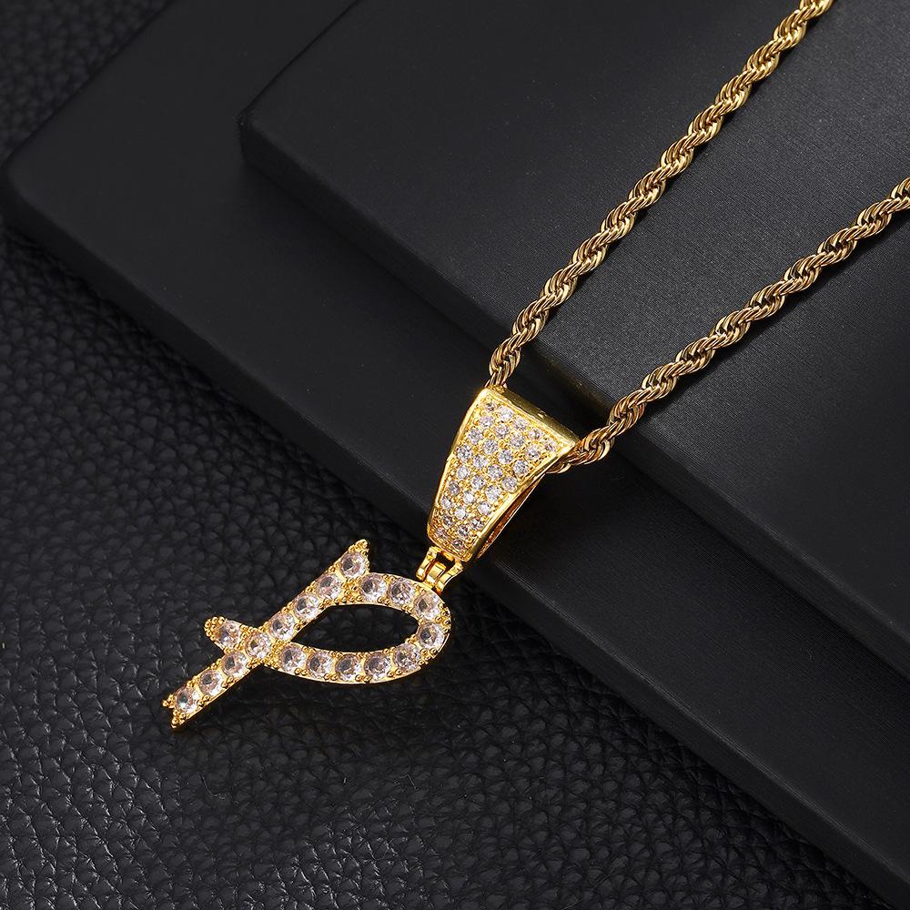 26 English Women'S Letter Pendants Necklace Twist Chain Zircon Letter Pendants Jewelry