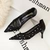 Fashion Women Shoes Black Lace Women Pumps Mesh Hollow High Heels Sexy Party Shoes Stilettos Pointed Toe Female Pumps Tacones
