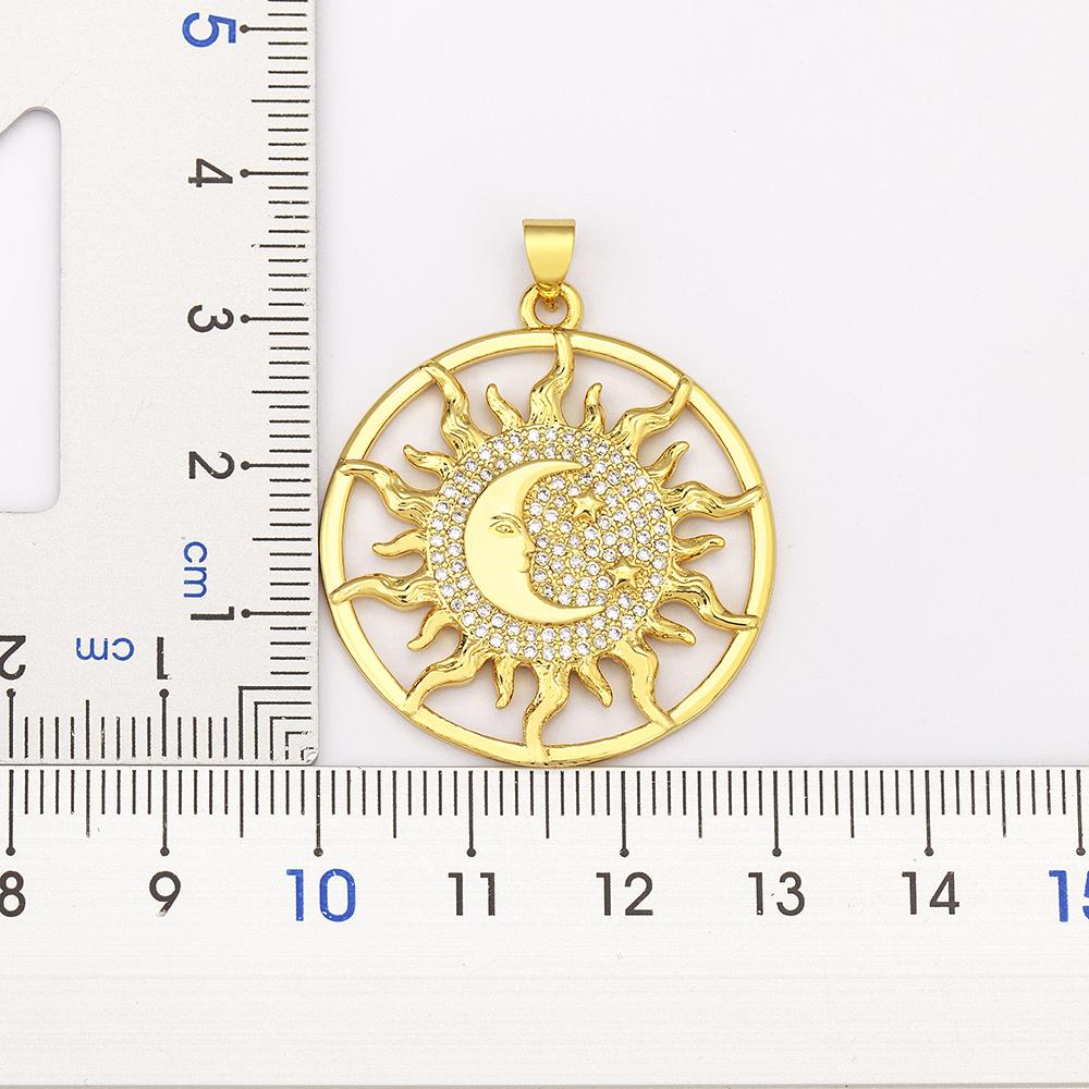 AIBEF Light Of Star And Moon Sun Shape Pendant Women Necklace Copper Zircon Western European Style Jewelry Popular Romantic Gift
