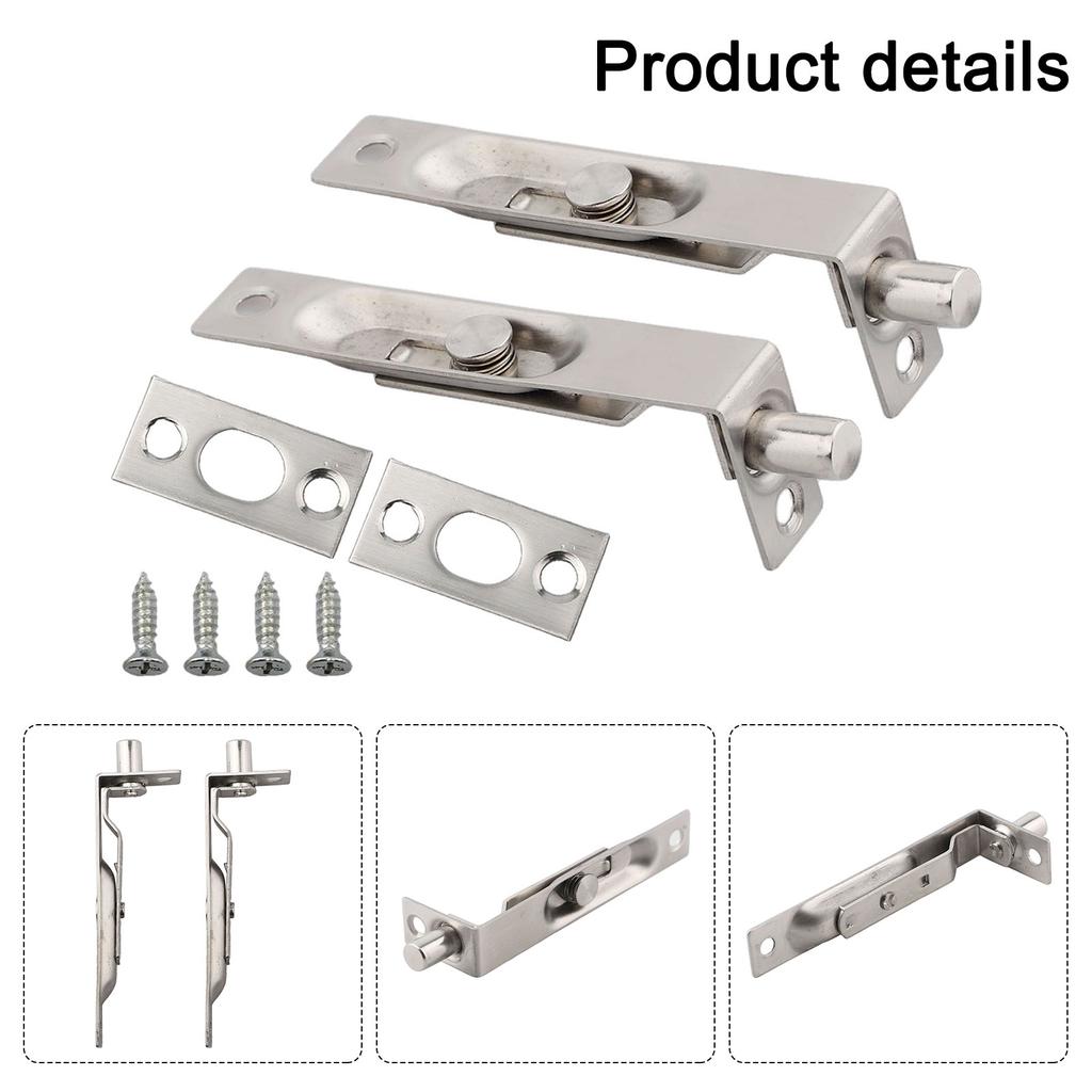 2 Pack 4 Inch Door Flush Bolt Stainless Steel Security Door Guard Concealed Bolt Lever Action Latch With Screws
