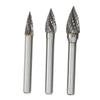 5 Piece Double Edged Carbide   File Set, 6mm Shank Cemented Carbide Burrs for Aviation Automotive   Grinding