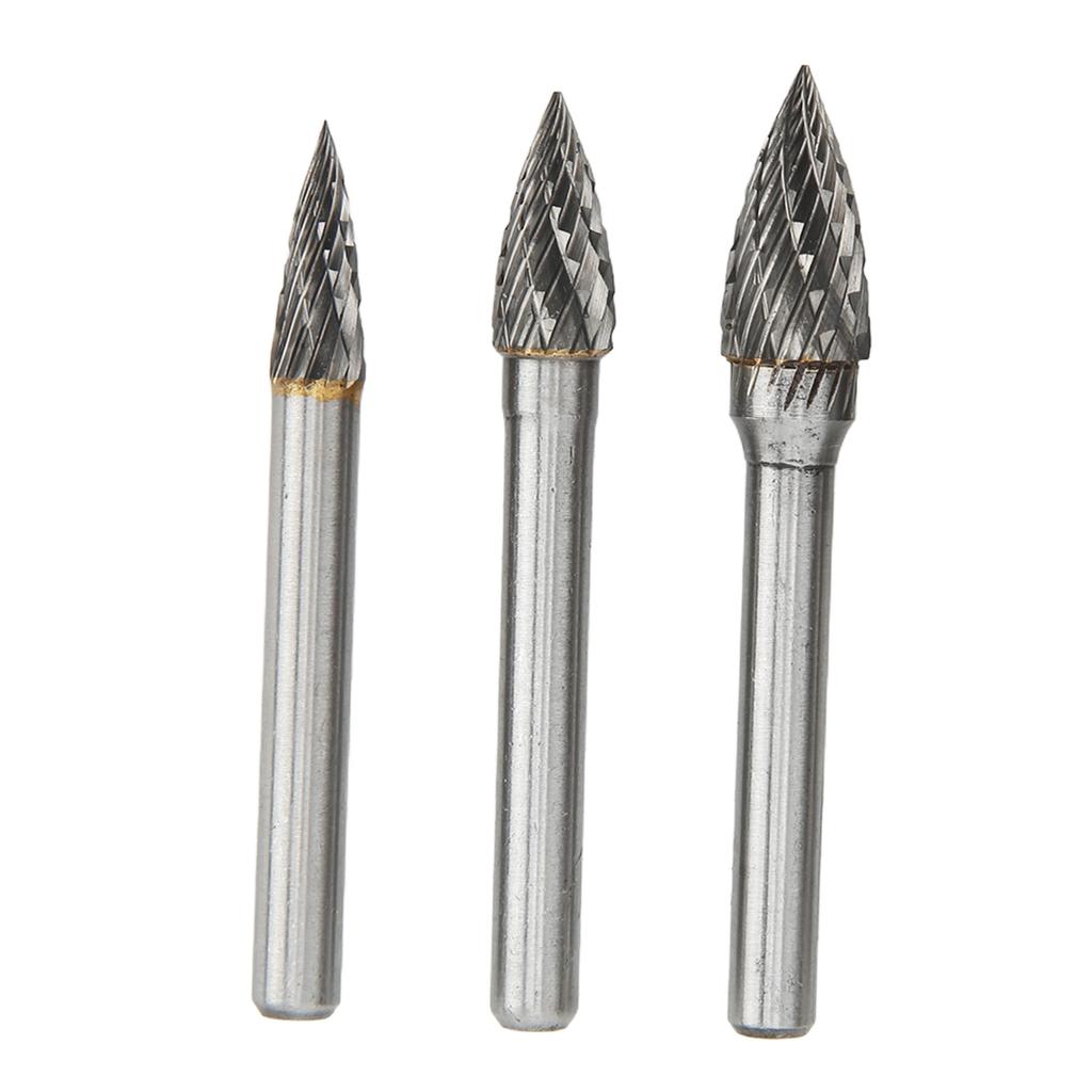 5 Piece Double Edged Carbide   File Set, 6mm Shank Cemented Carbide Burrs for Aviation Automotive   Grinding