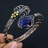 Blue Sapphire Bangle, Handmade Gemstone Bangle, 999 Copper Wire Wrapped Antique Jewelry, For Engagement Gift