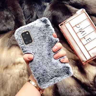 Cute Rabbit Furry Case For Samsung Galaxy S24 S23 S22 Ultra S21 S20 S10 S9 S8 Plus S23 FE A14 A54 A53 A32 A52 A55 A35 A15 A25 Hair Plush Phone Case