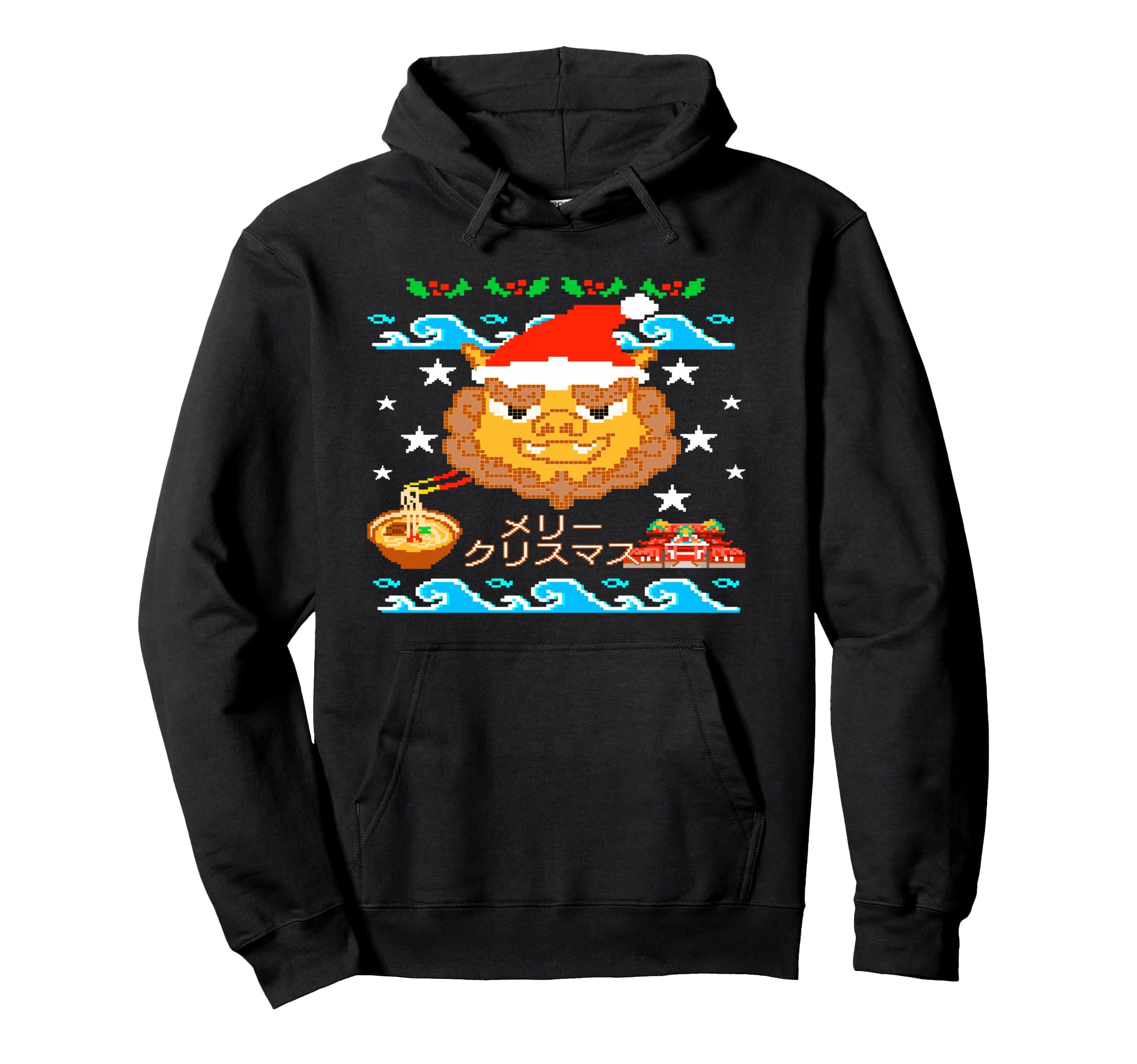 

Shisa Santa Claus. Merry Christmas, Shuri Castle and Okinawa soba are cute too! Ugly sweater party souvenir hoodie