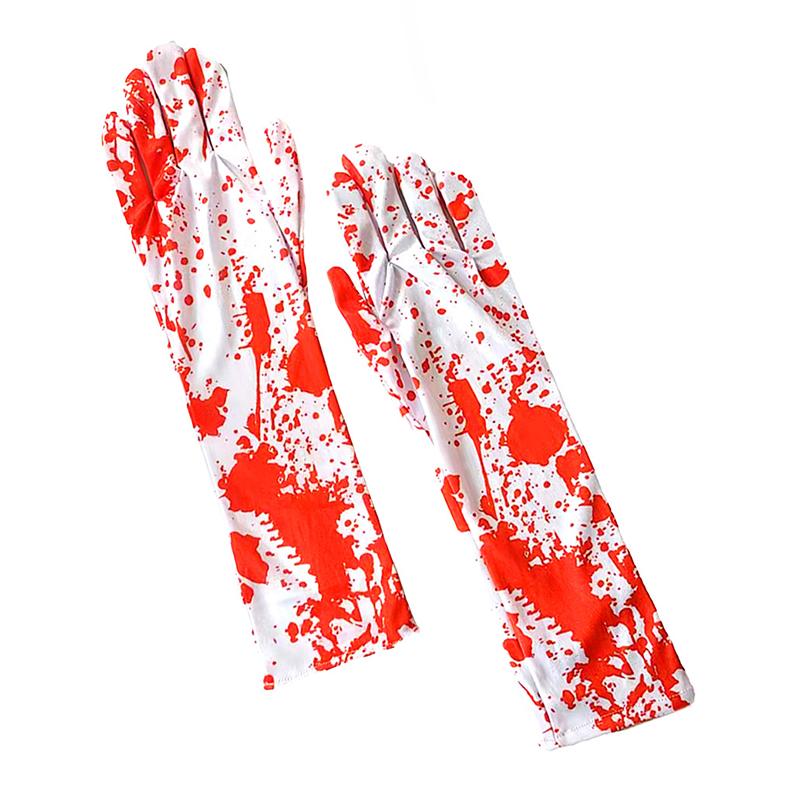 WTEMPO Halloween Long Gloves Party Decoration Blood Stained Printed Gloves Cosplay Ball Decoration Props
