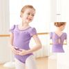 Ballett-Trikots für Mädchen, Patchwork, Kurzarm, Kinder-Tanztrikots, Rücken-Schleife, Gymnastik-Trikot, Baumwoll-Ballett-Tanz-Bodysuit