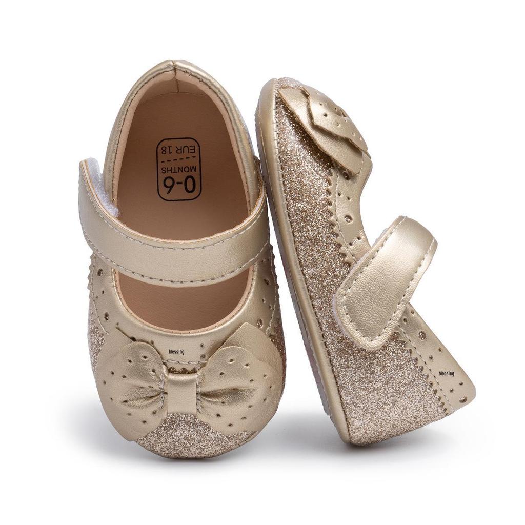 Baby Girl Princess Bow Sequin Shoes - Soft Sole Toddler Shoes