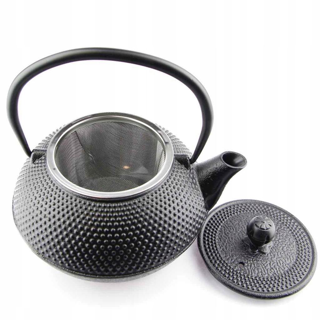 CAST IRON KETTLE 0.8L TEA POT WITH TEA INFILTER + 4x CUPS WARMER