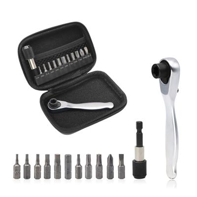 Bicycle Ratchet Spanner Set Quick Release Socket Repair Tools 1/4 Allen Key Wrench Screwdriver Hand Tool
