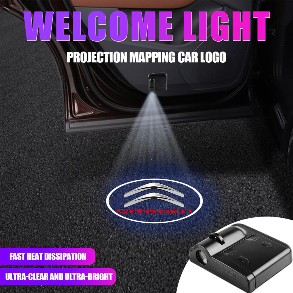 Autó Tartozékok LED Ajtó Üdvözlő Fény Üdvözlő Fény Vezeték nélküli Lézer Projektor Citroen C1 C2 C3 C4 Picasso Berlingo Cactus DS WR3 modellekhez