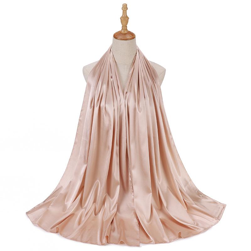 Luxury Satin Hijab Femme Solid Women Imitation Silk Beach Wrap Silk Scarf Shawls Bandana Muffler Scarves Bufandas Mujer Stoles