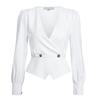 Women Fashion Solid Color Long-sleeved Sexy V-neck Shirt Lady's Casual Thin Shirt