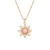 DIEYURO 316L Stainless Steel Pink Sun Flower Zircon Pendant Necklace For Women New Trend Fashion Neck Jewelry Glamorous Gift
