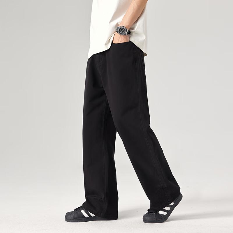 VUUG Men's Spring Autumn Cotton Loose Straight-Leg Casual Trousers