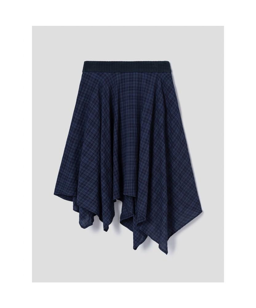 8SECONDS Check Pattern Skirt Navy