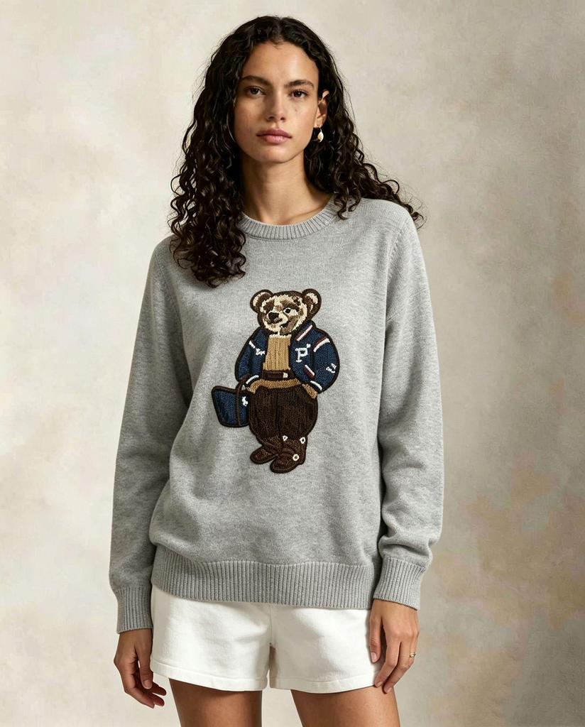 2026 Autumn/Winter Women's Casual Academy Style Bear Sweater