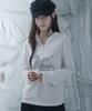 LOOXP Unicorn Lettering Hoodie Henley Neck Long Sleeve White