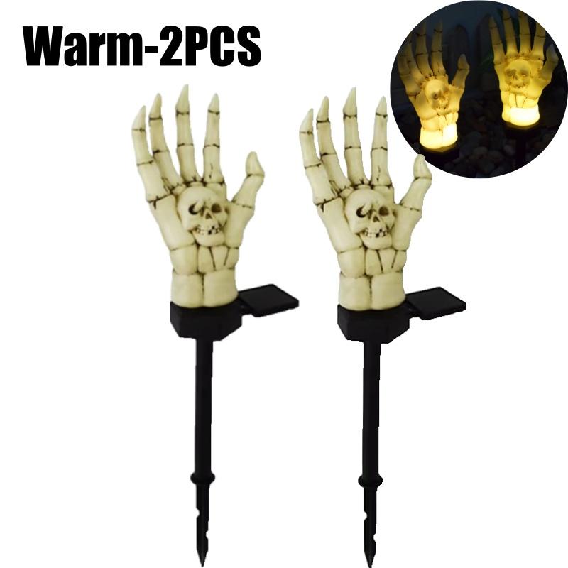 Halloween Outdoor Decoration Solar Lights Lighted Skeleton Hands Stakes Waterproof Skull Solar Garden Lights for Garden Decor