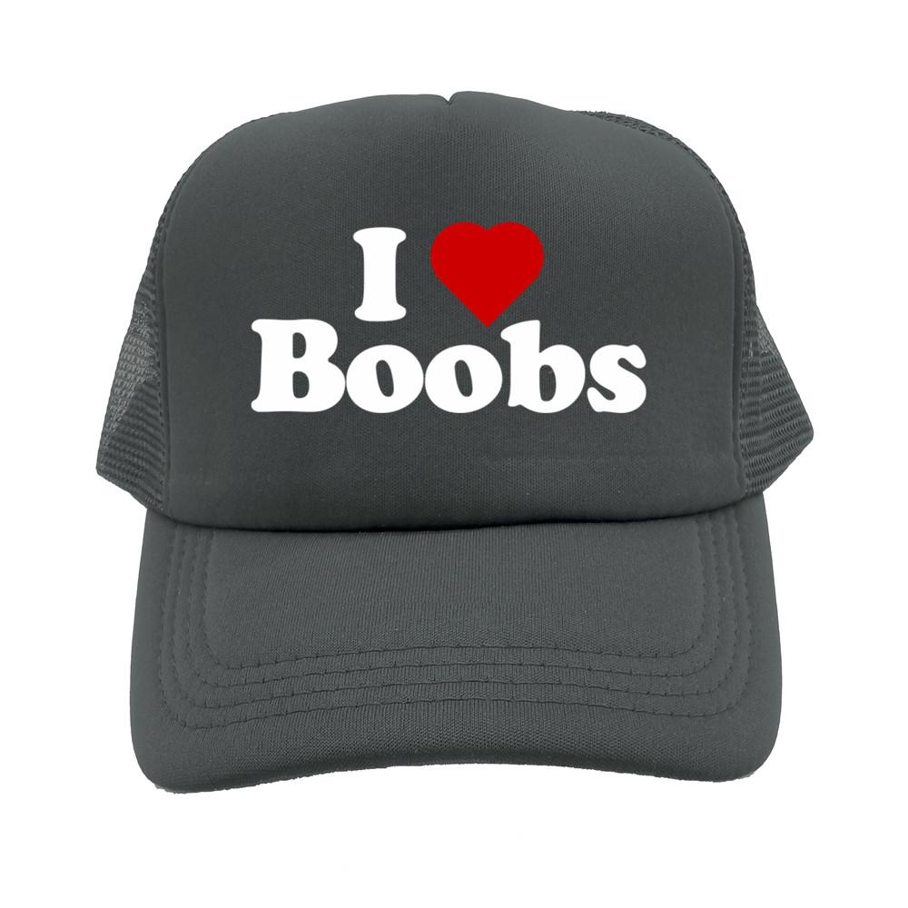 Funny I Love Heart Boobs Boobies Baseball Caps Summer Men Mesh Net Hat Joke Gifts Trucker Cap Outdoor Mesh Net Caps MZ079