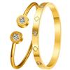 Elegant Roman Numeral Intertwined Titanium Steel Bracelet for Women - Diamond Inlaid, Double Layer, Colorfast Jewelry