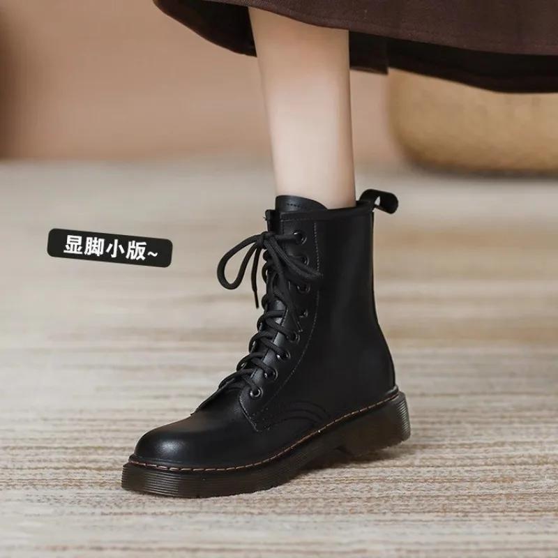 Women  Boots Casual Shoes Woman Leather Chelsea Ladie Classic Punk Female Goth Shoes High Platform Boots Women