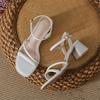 Mode 2025 Sommer Neue Damen Schuhe Offene Zehen Dicker Absatz Sandalen Mode Ein Riemen High Heel Schuhe, Modische Frauen