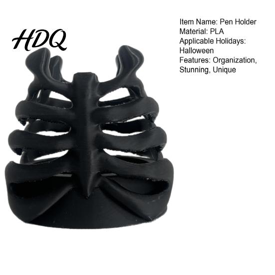 Pen Holder Skeleton Ribcage Bone Holder 3D Printed Pencil Cup Dark Style Desk Accessory Gothic Organizer for Pens Pencils Makeup Brushes