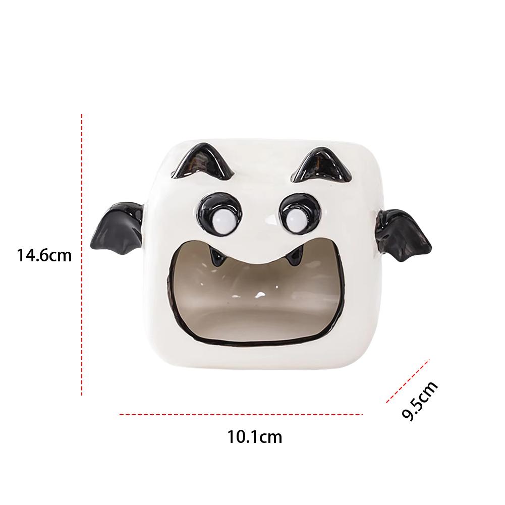 Cute Ghost Candle Holder Ceramic Ghost Pumpkin Candlestick Ornaments Candy Storage Tray Desktop Ornaments Halloween Party Decor