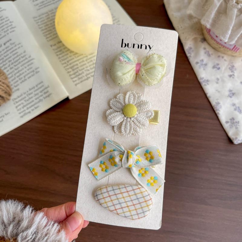 Spring and Summer New Rabbit Bow Combination Set Hairpin Cartoon Small Fresh Baby Side Does Not Hurt The Hairpin Female