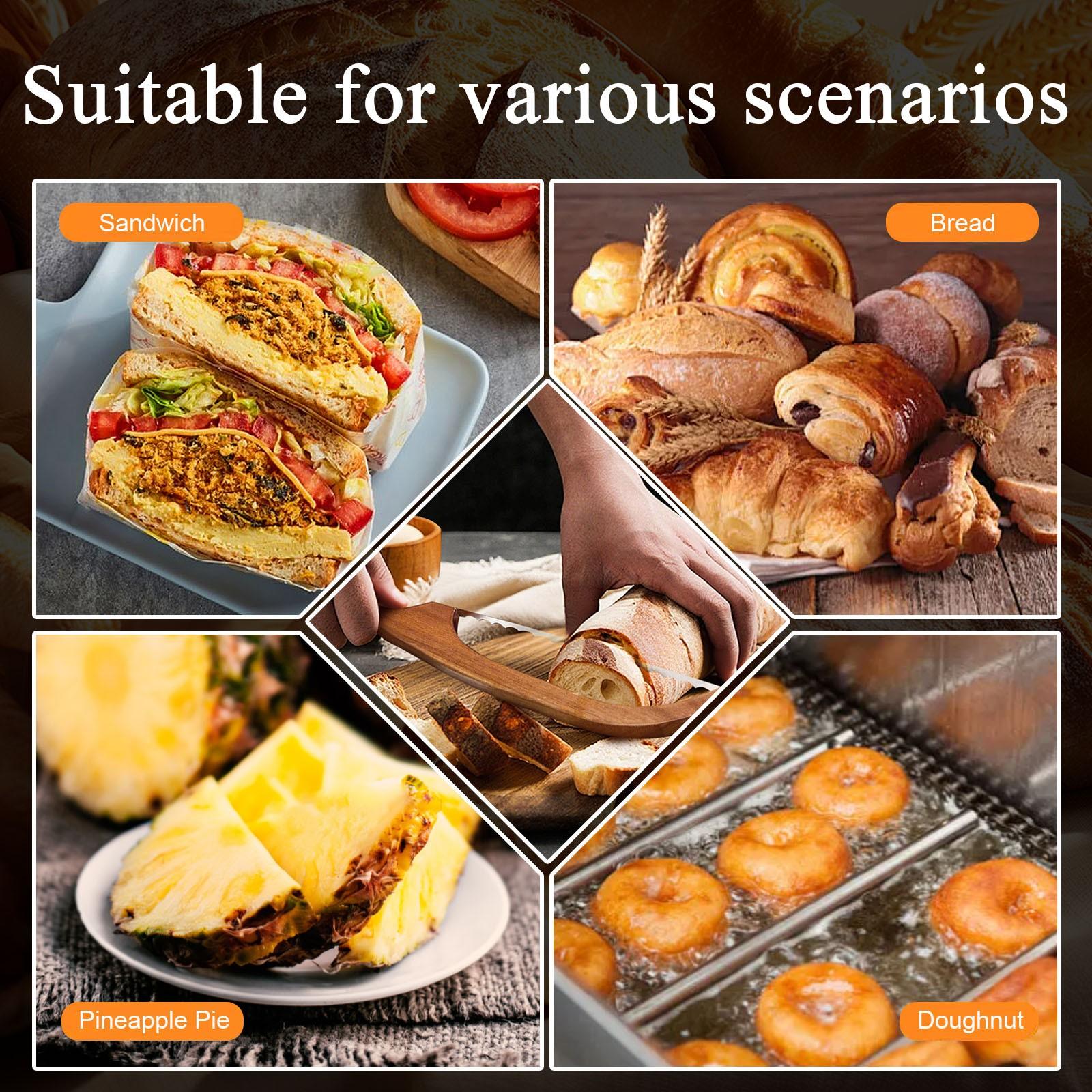 

Нож для хлеба для домашнего хлеба Нож для резки хлеба из грецкого ореха с ультраострым зубчатым лезвием из нержавеющей стали One Size