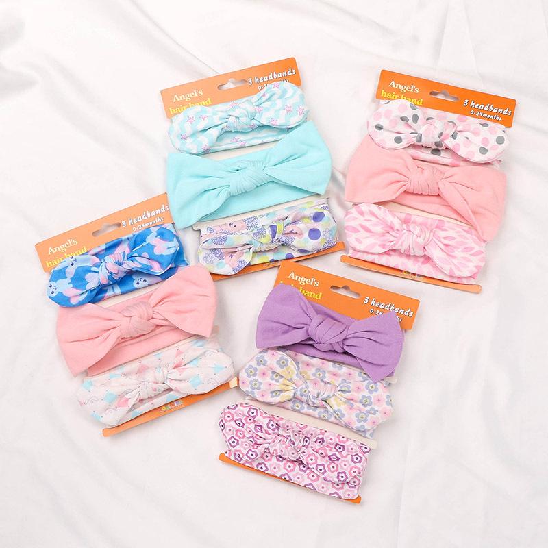 Children's Red Bow Headband Set: 3-Piece Elastic Baby Girl Hair Accessory