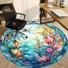1 Stück Floral Buntglas Büro Runder Teppich, Unter Bürostühlen Schlafzimmer Wohnzimmer Heimdekoration, Raumdeko
