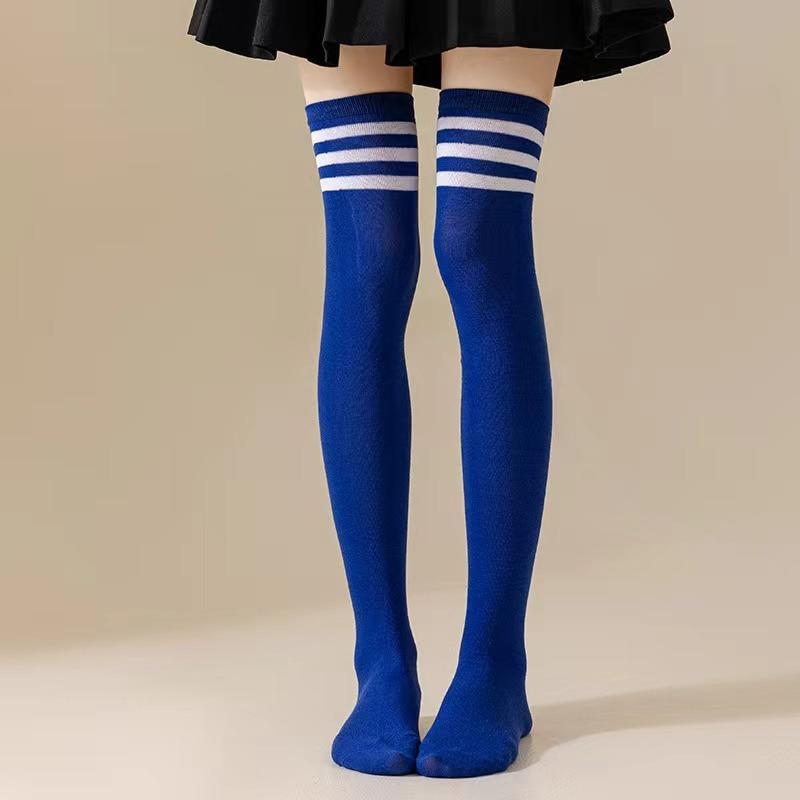 New 1Pair Sexy Long Socks Solid Color Striped Women Over Knee Thigh High Over The Knee Stockings Ladies Girls Warm Knee Socks