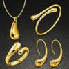 Elegant Retro Silver Jewelry Set: Teardrop Earrings, Wide Bracelet, Necklace, Ring, Oval Earrings for Women.