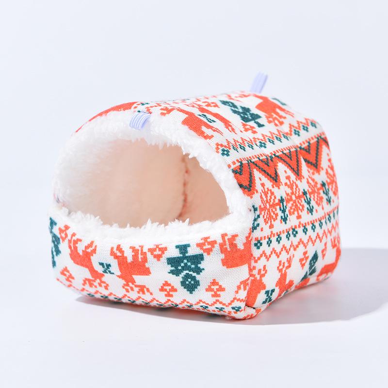 Winter Warm Cotton Nest for Small Pets - Hamster, Rabbit, Mouse House with Floral Design