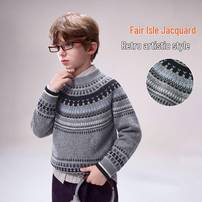ASK JUNIOR Boys' Fair Isle Knit Sweater
