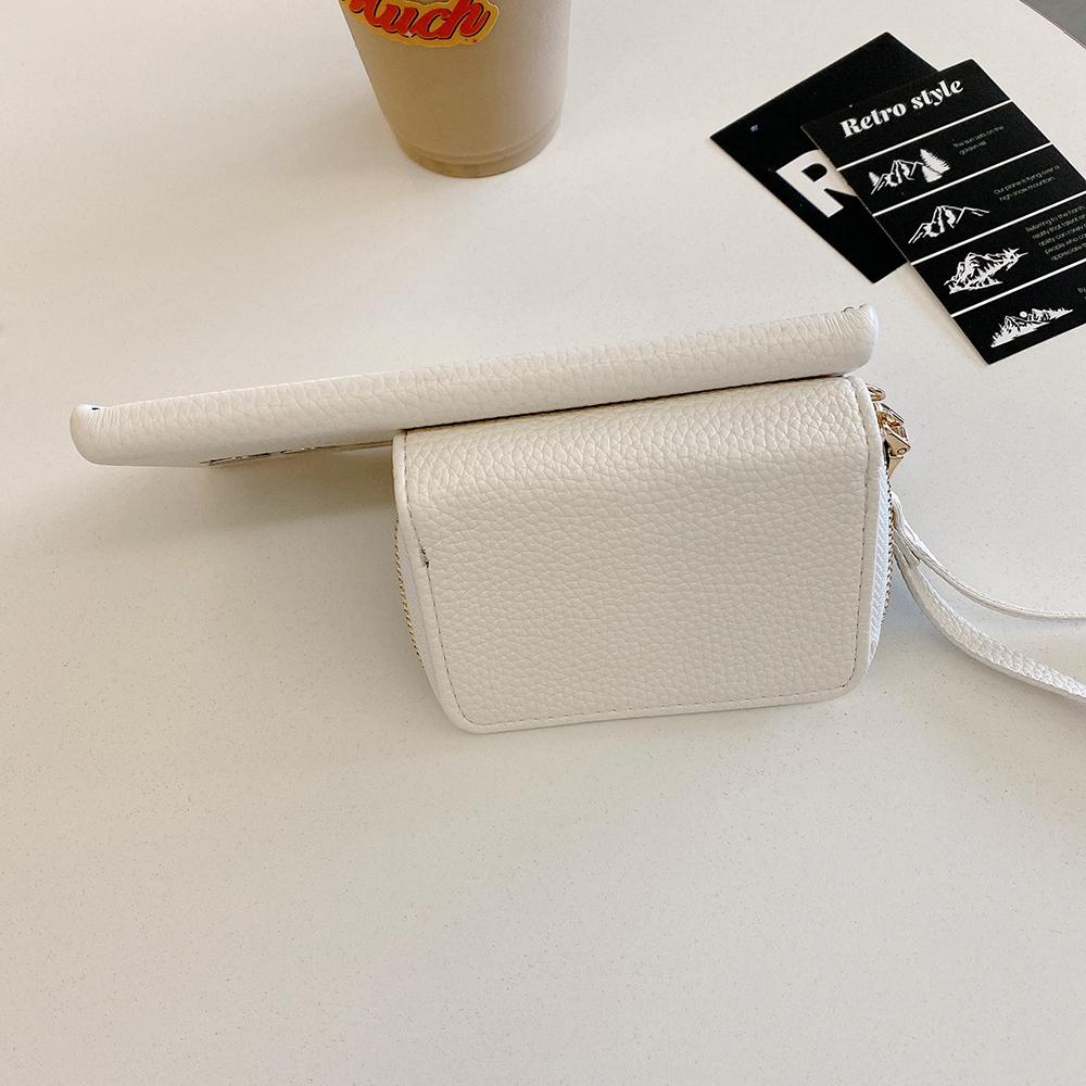 For Samsung Galaxy S23 Ultra Case Zipper Card Slots PU Leather Phone Back Cover with Wrist Strap