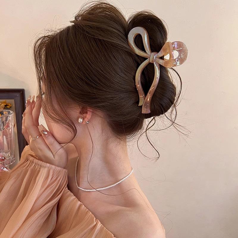New Elegant Ribbon Bow Hair Clip for Women Large Anti Slip Ponytail Bowknot Claw Clip Barrettes Hairpins Crab Hair Accessories