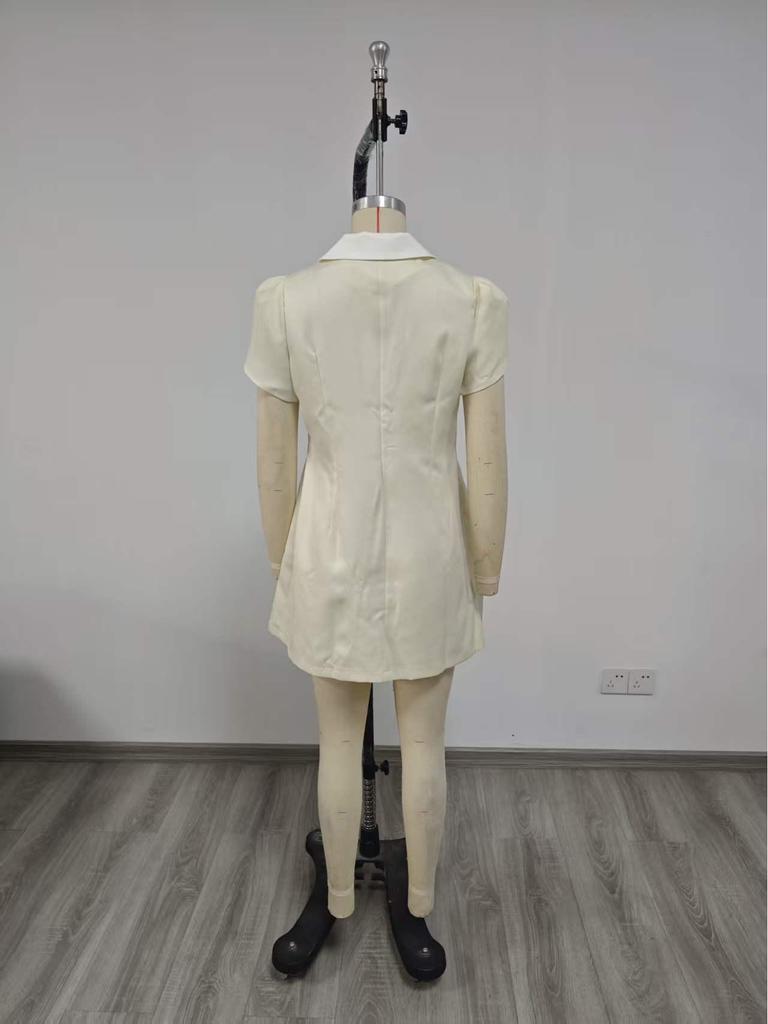 2026 Trendy European & American Solid Color Patchwork Button Slim Fit Dress for Women