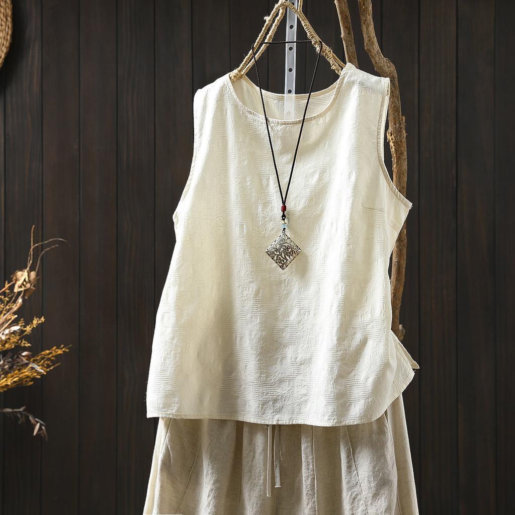 Women's Color Cotton And Linen Camisole Loose Inner Sleeveless Versatile Bottoming Top