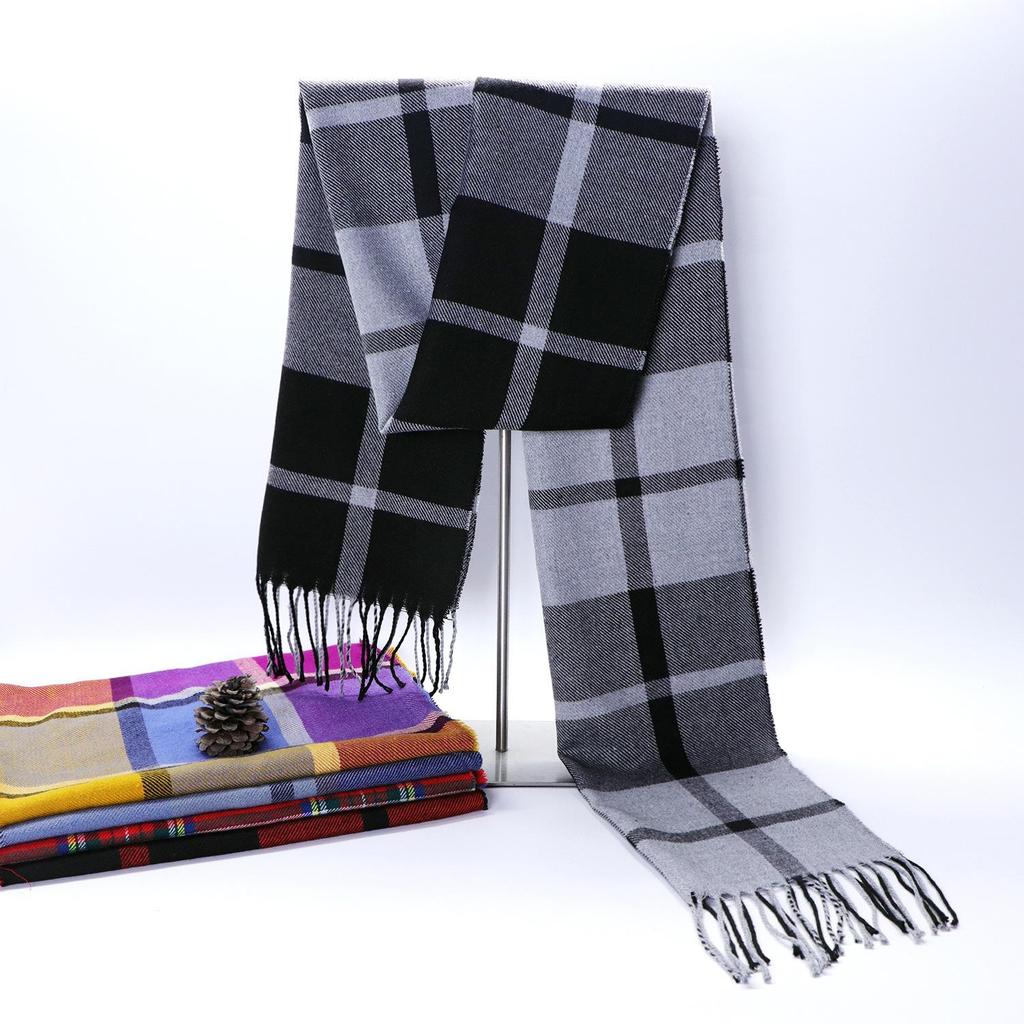 2025 Autumn/Winter Korean Style Imitation Cashmere Plaid Scarf for Men