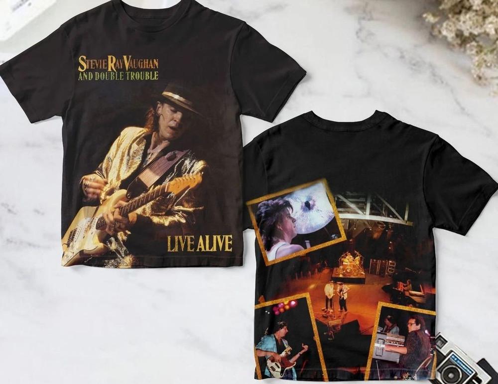 Stevie Ray Vaughan And Double Trouble Live Alive Album AOP T-shirt WA570 Unisex T-Shirt XXXXL