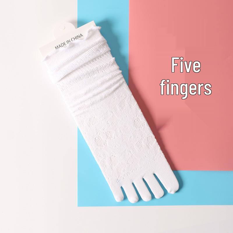 Women's Lace Mid-Calf Slouch Toe Socks: Two-Toe & Five-Toe, Summer Thin Breathable Design