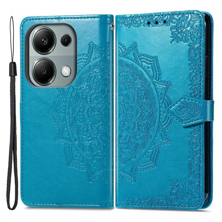 

For Xiaomi Redmi Note 13 Pro 4G Magnetic Phone Case Embossed Mandala Floral Card Slots Cover