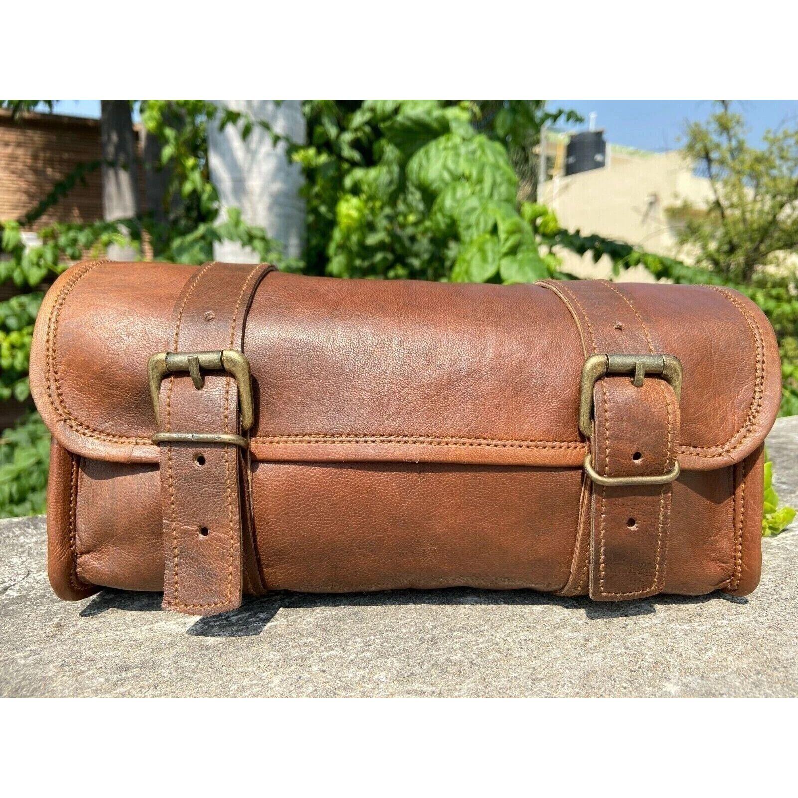 

Натуральная козья кожа Мотоциклетный ремень Пряжка Застежка Сумка для инструментов Винтажный коричневый Новый 9 x 5 x 4 in