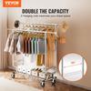 Heavy Duty Clothes Rack, Double Hanging Rod Clothing Garment Rack for Hanging Clothes, Adjustable Height and Extendable Length Clothing Rack with