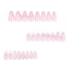 24 Pcs White French Tip Press On Nail Almond Shape Acrylic Nail Flowers Full Cover Stick On Nail 3D Bows False Nail