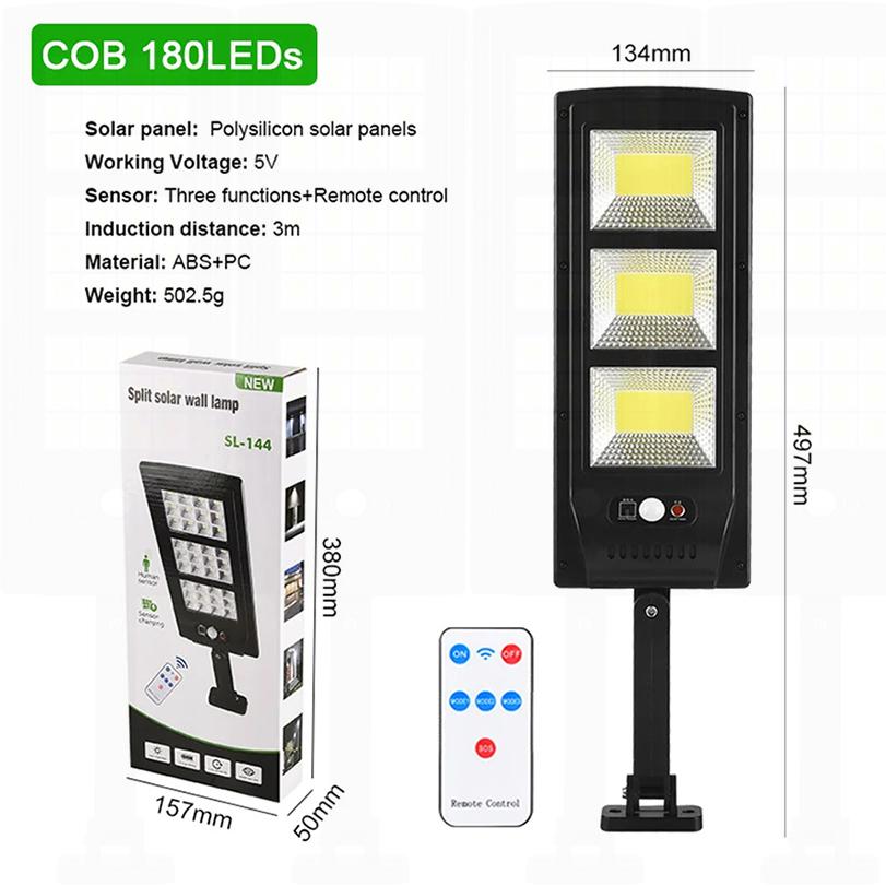 10000LM Solar Led Light Outdoor Most Powerful Outdor Solar Lamp 144 LED 3Mode Remote Control Waterproof Light Garden Street Lamp